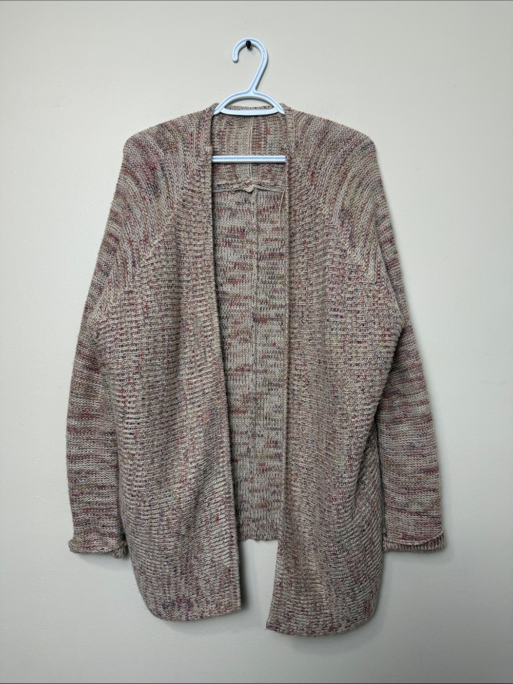 Dex Cozy Open-Front Marled Cardigan Sweater - Beige Blend size M